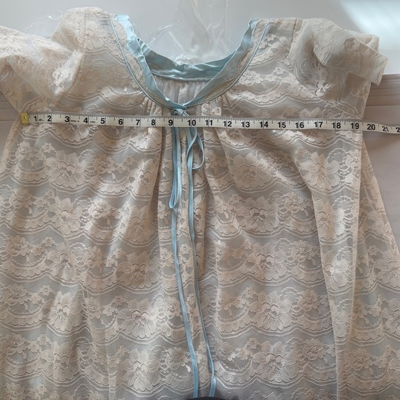 Intime of California Vintage Lace Chiffon Long Peignoir Robe Nightgown Small - Picture 11 of 13